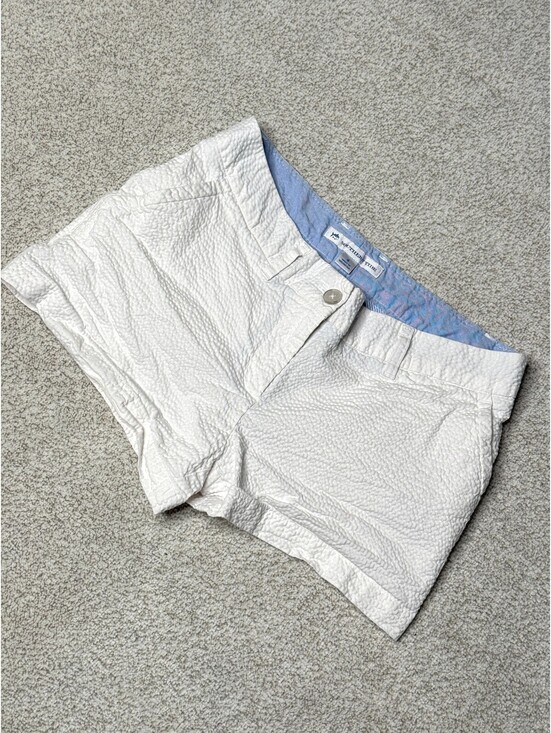 Southern Tide Pants - Southern Tide White Seersucker Shorts Size 4 Embroidered Skipjack Preppy
